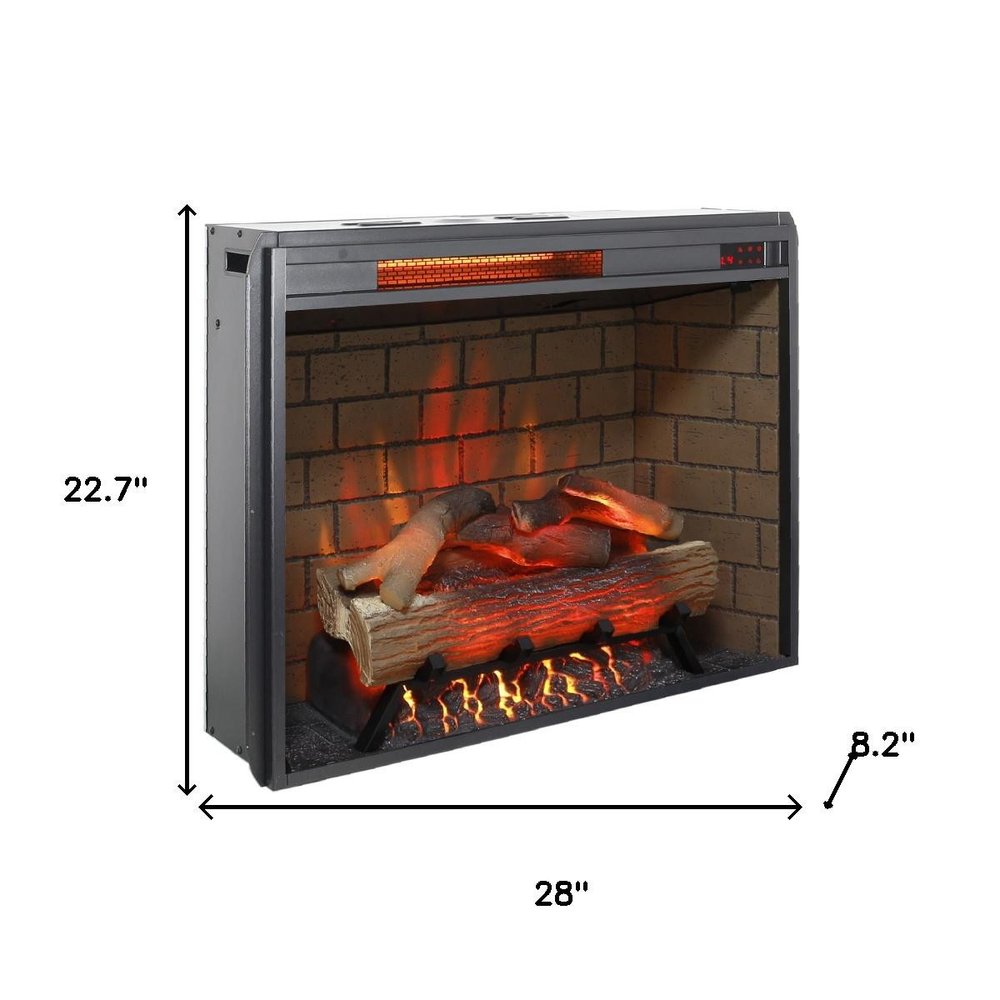 Black Metal Electric Fireplace - 28-inch