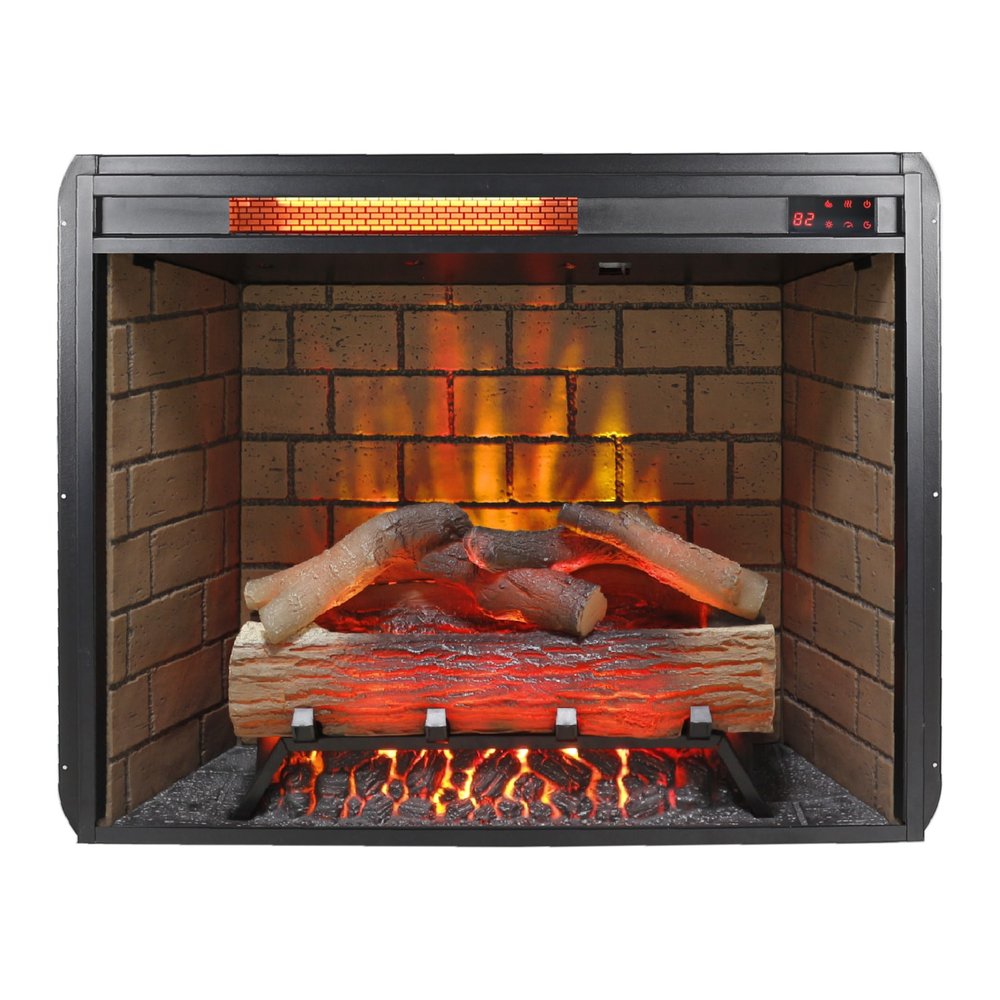 Black Metal Electric Fireplace - 28-inch