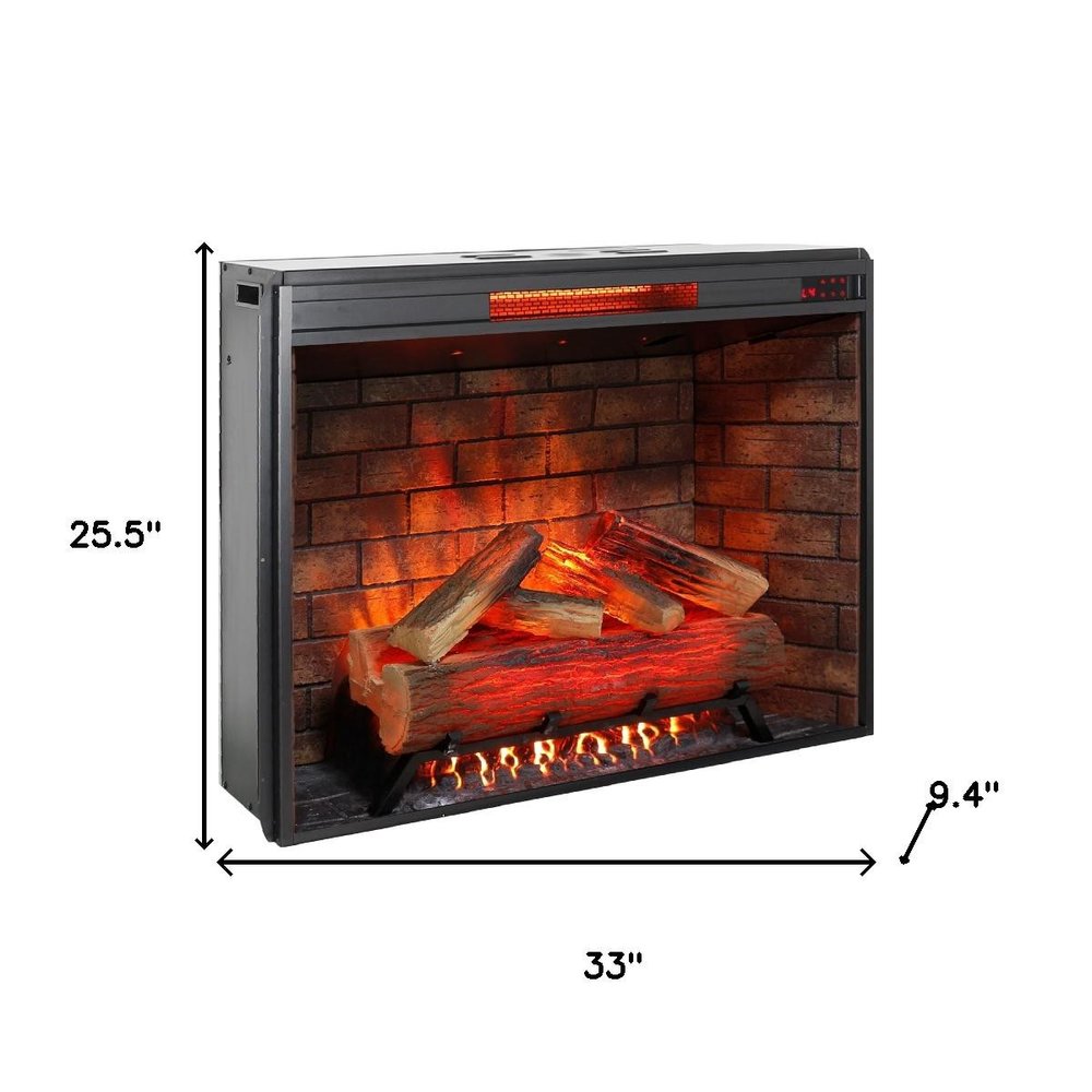 Black Metal Electric Fireplace - 33-inch