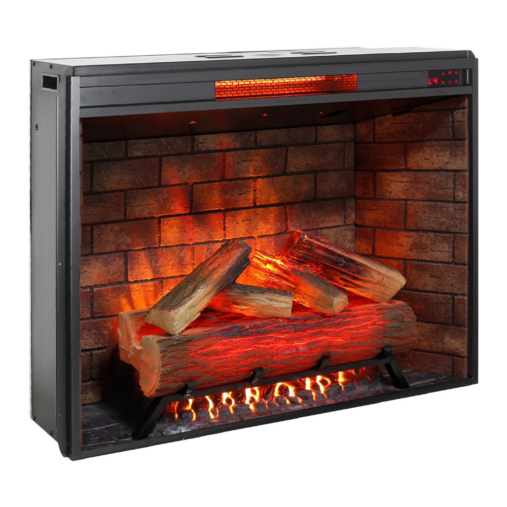 Black Metal Electric Fireplace - 33-inch