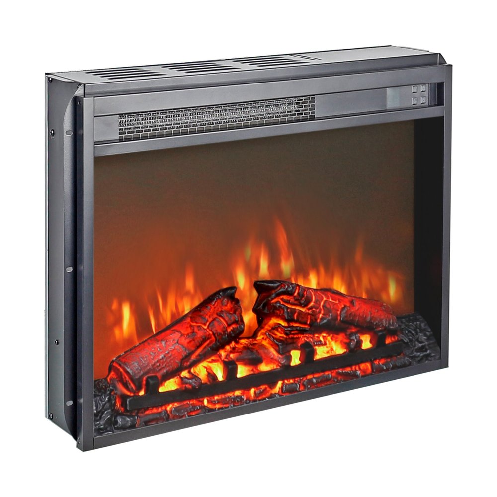 Black Metal Electric Fireplace - 24-inch