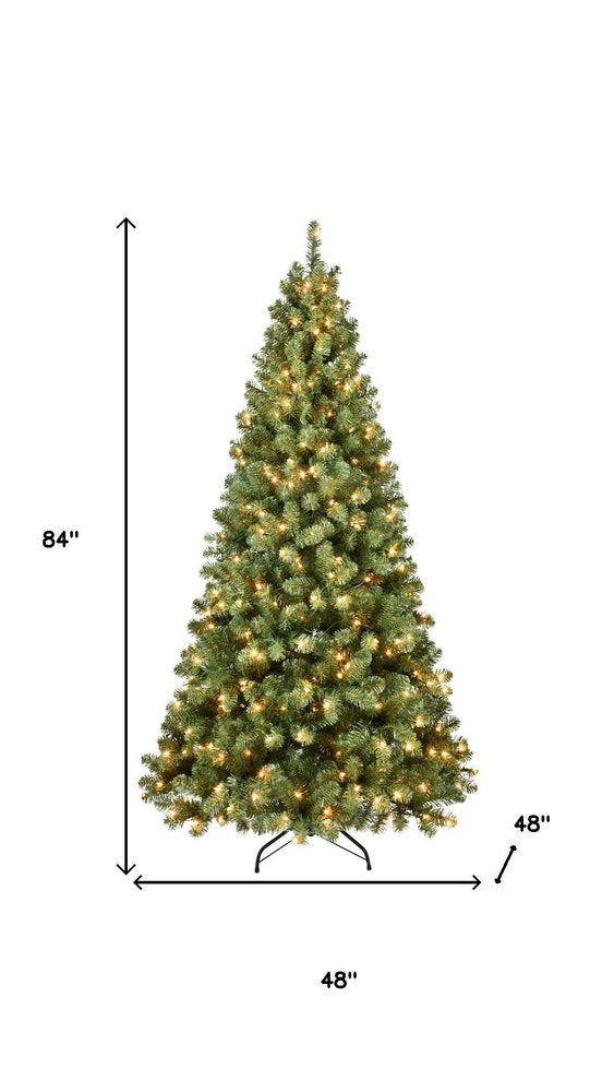 7' Pre Lit Full Spruce Christmas Tree