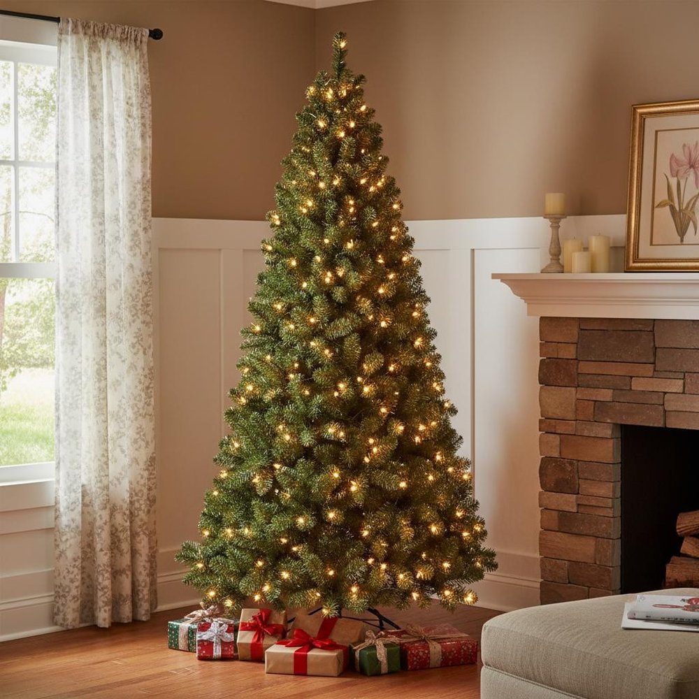 7' Pre Lit Full Spruce Christmas Tree