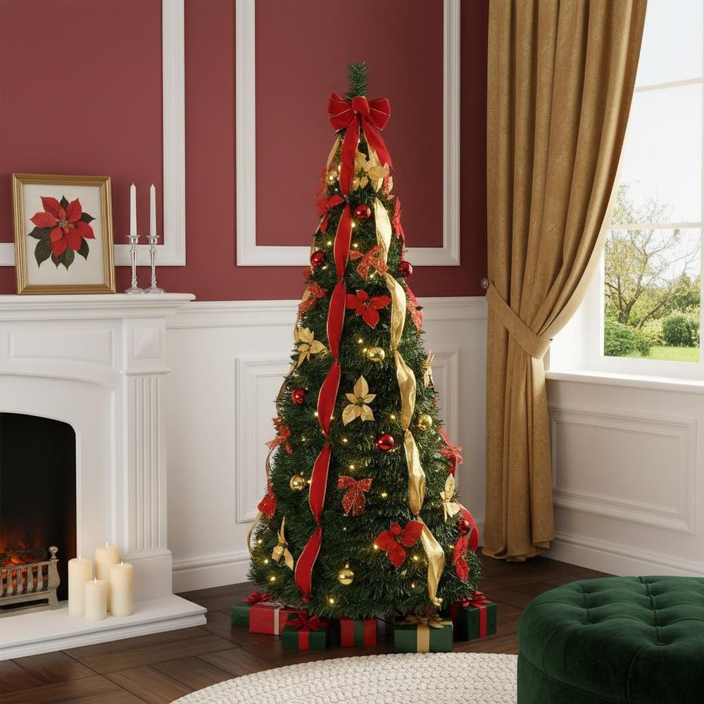 6' Pre Lit Full Spruce Christmas Tree