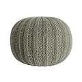 Green Cotton Cable Knit Round Pouf Ottoman - 20-inch