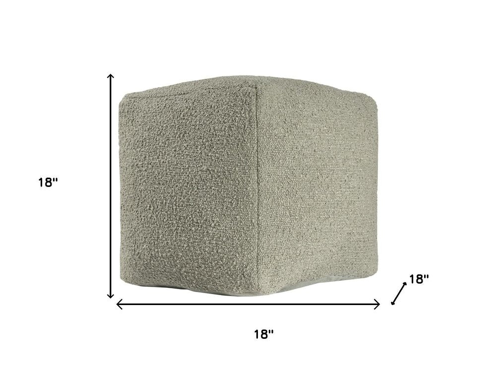 Sage Boucle Pouf Ottoman - 18-inch