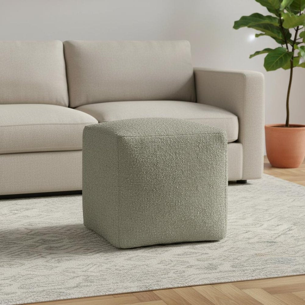 Sage Boucle Pouf Ottoman - 18-inch