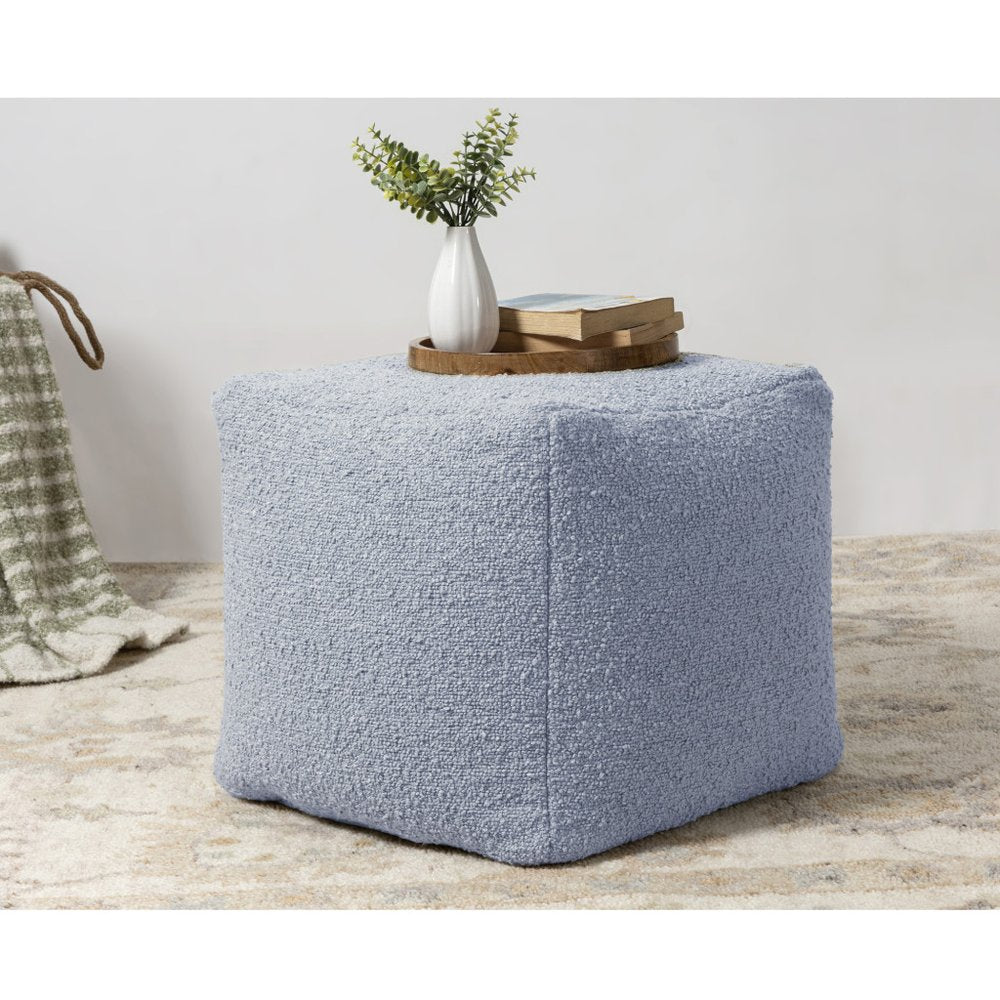 Blue Boucle Pouf Ottoman - 18-inch