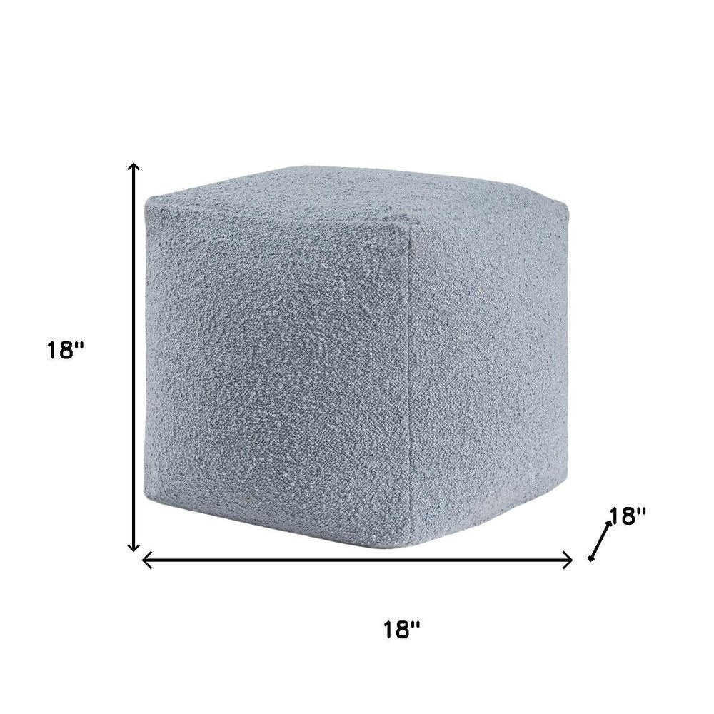 Blue Boucle Pouf Ottoman - 18-inch
