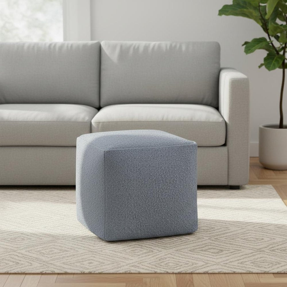 Blue Boucle Pouf Ottoman - 18-inch