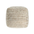 Ivory Cotton Wool and Jute Striped Pouf Ottoman - 18-inch