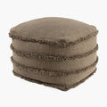 Brown Cotton Striped Pouf Ottoman - 18-inch