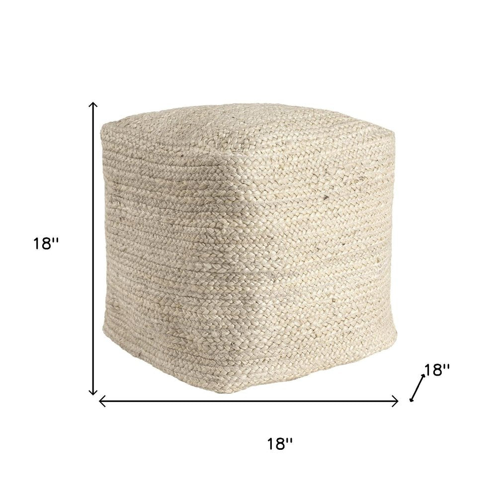 Natural Jute Pouf Ottoman - 18-inch