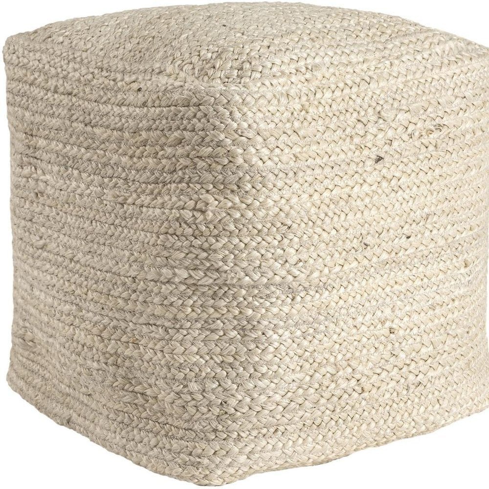 Natural Jute Pouf Ottoman - 18-inch