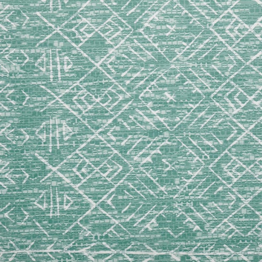 8' X 10' Green and Off White Geometric Distressed Area Rug