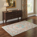 4' X 6' Teal Orange and Ivory Medallion Area Rug