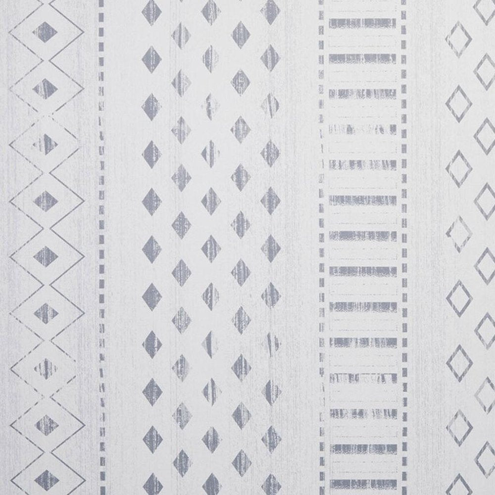6' X 9' Ivory and Gray Geometric Distressed Area Rug