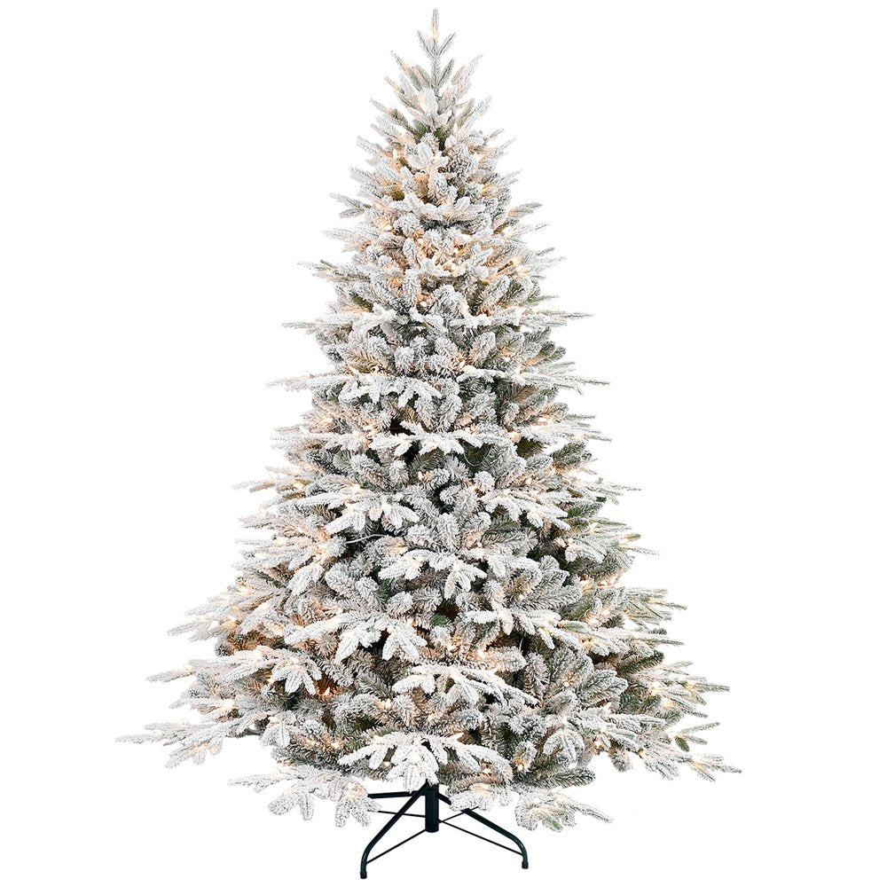 4' White Pre Lit Full Flocked Pine Christmas Tree with Decorations