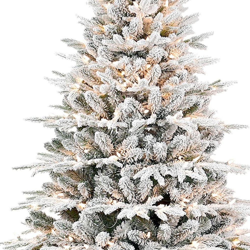 4' White Pre Lit Full Flocked Pine Christmas Tree with Decorations