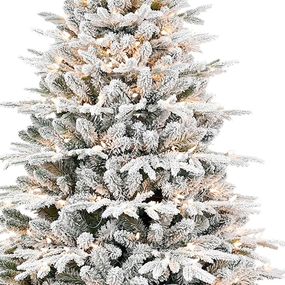 4' White Pre Lit Full Flocked Pine Christmas Tree with Decorations