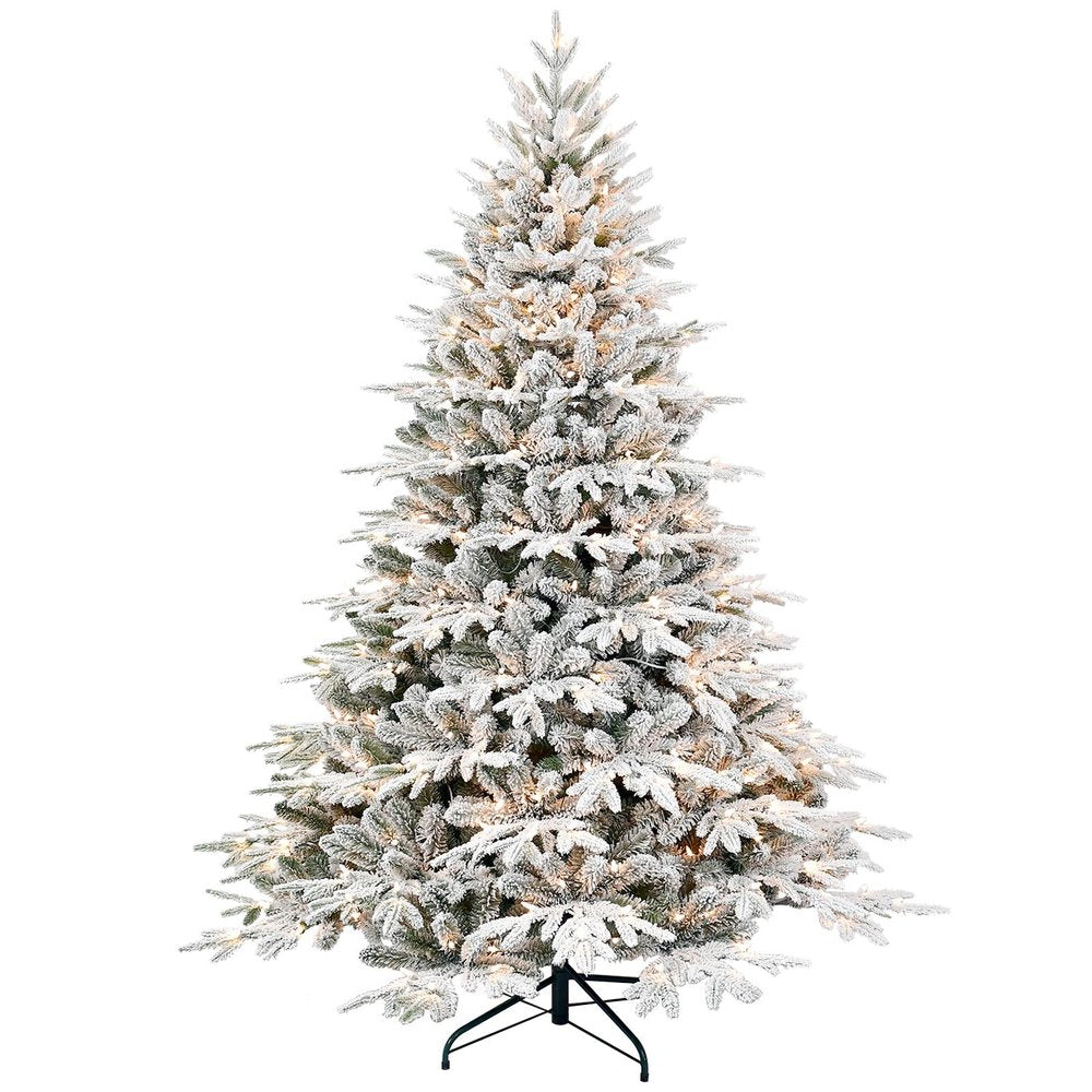 4' White Pre Lit Full Flocked Pine Christmas Tree with Decorations