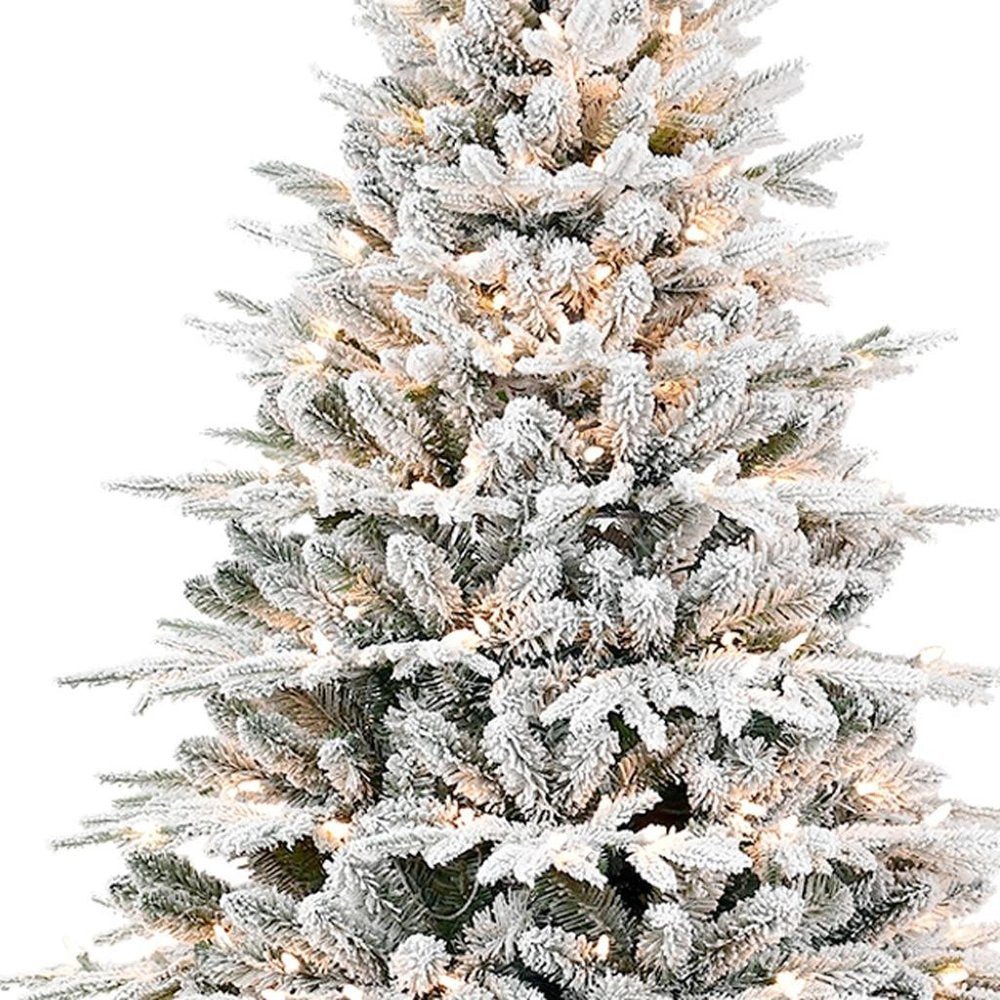 4' White Pre Lit Full Flocked Pine Christmas Tree with Decorations