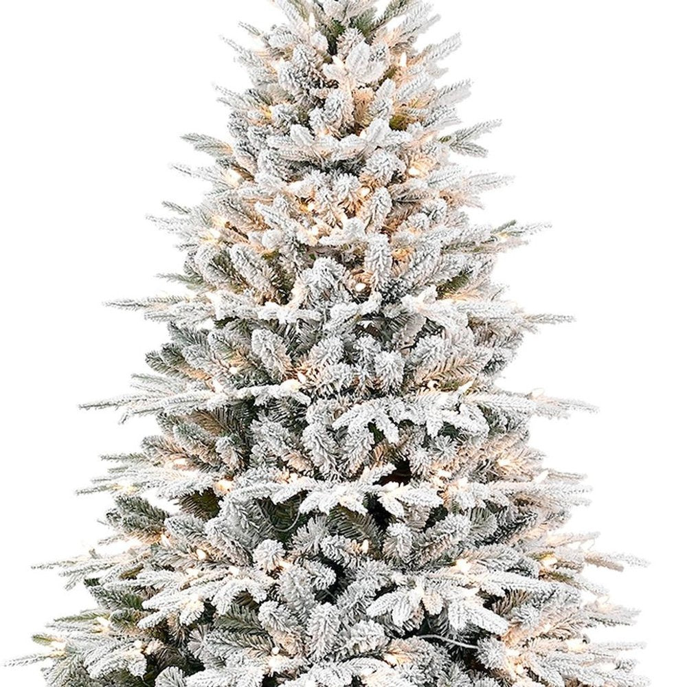 4' White Pre Lit Full Flocked Pine Christmas Tree with Decorations