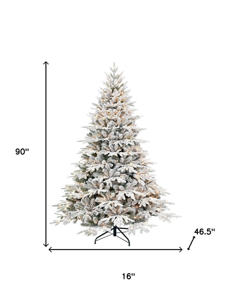 4' White Pre Lit Full Flocked Pine Christmas Tree with Decorations