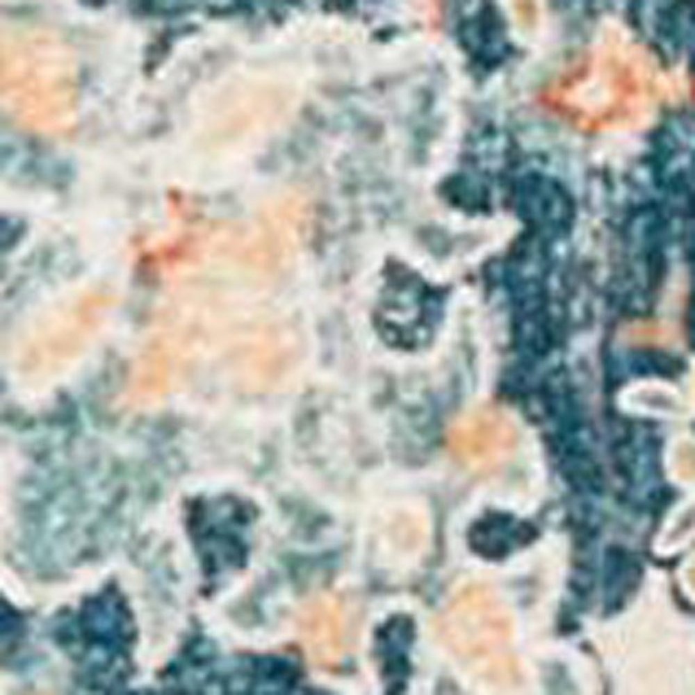 3' X 5' Ivory Pink and Blue Medallion Distressed Washable Area Rug