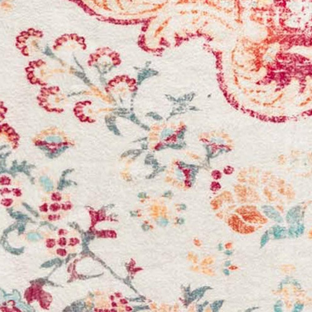 3' X 5' Blue Pink and White Medallion Distressed Washable Area Rug