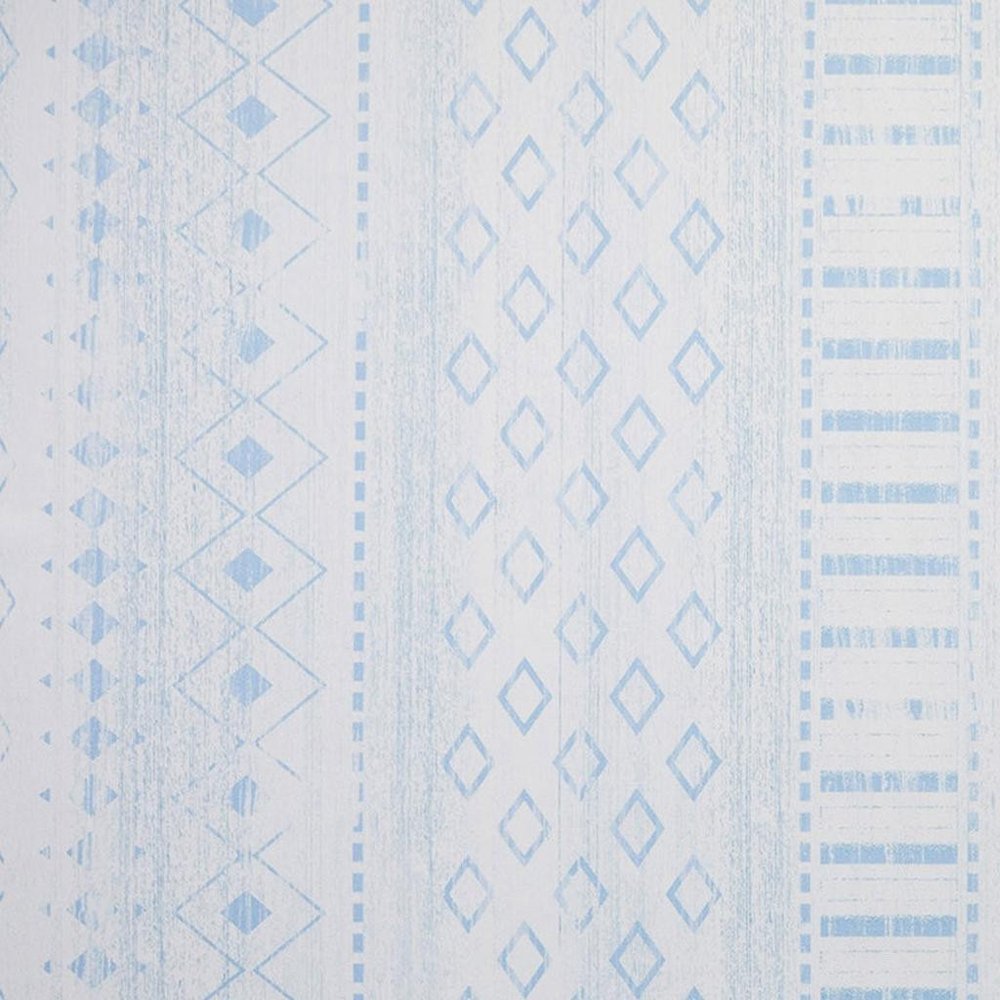 5' X 7' Aqua and Ivory Geometric Distressed Washable Area Rug