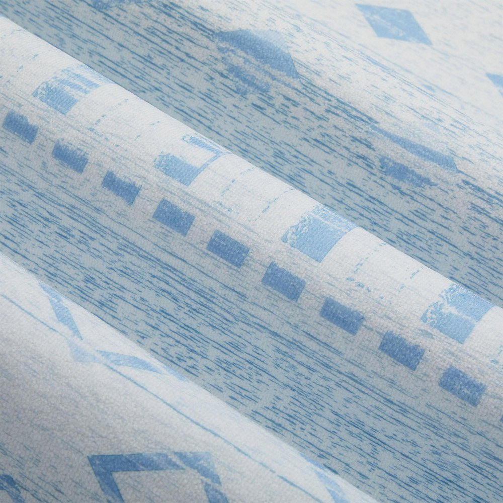5' X 7' Aqua and Ivory Geometric Distressed Washable Area Rug