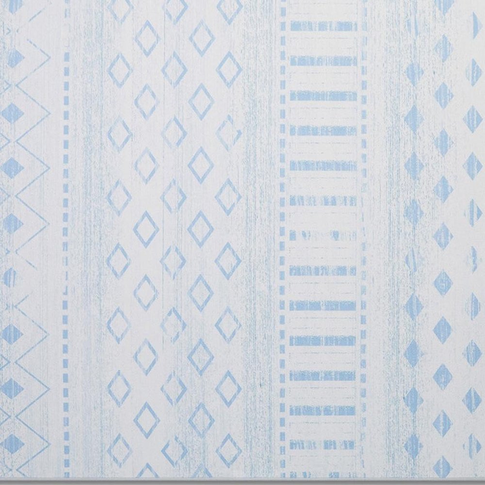 5' X 7' Aqua and Ivory Geometric Distressed Washable Area Rug