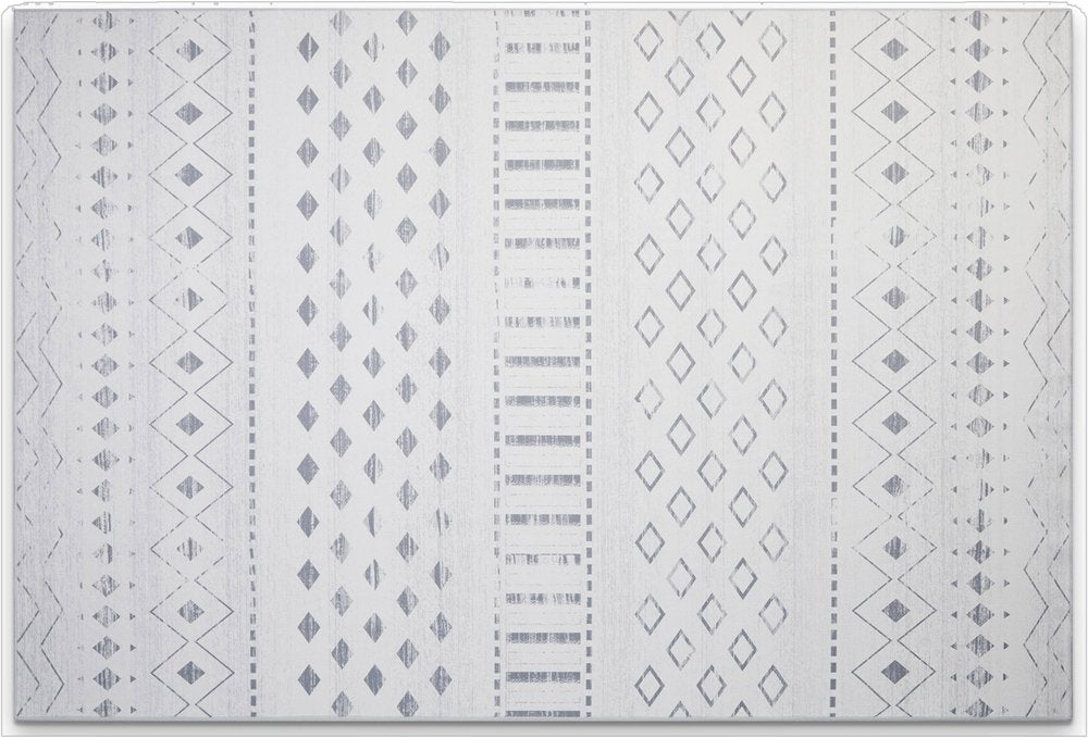 5' X 7' Off White and Gray Geometric Washable Area Rug