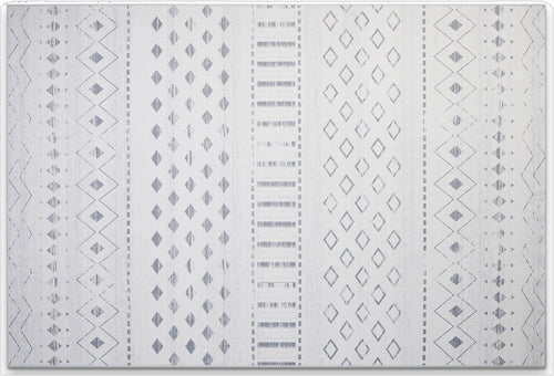 5' X 7' Off White and Gray Geometric Washable Area Rug