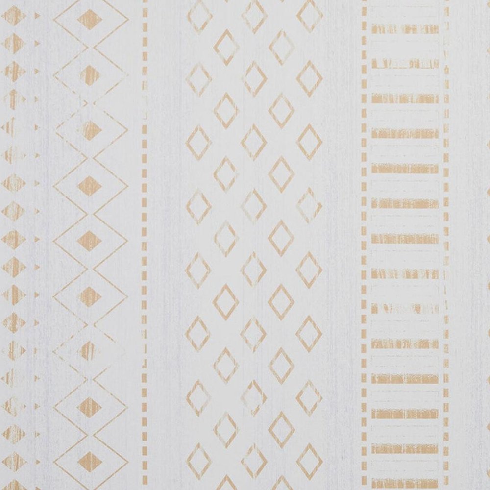 4' X 6' Gold and White Abstract Geometric Washable Area Rug