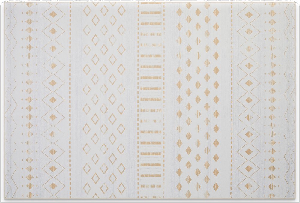 4' X 6' Gold and White Abstract Geometric Washable Area Rug