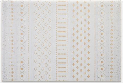 4' X 6' Gold and White Abstract Geometric Washable Area Rug