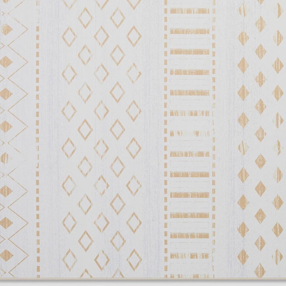 4' X 6' Gold and White Abstract Geometric Washable Area Rug
