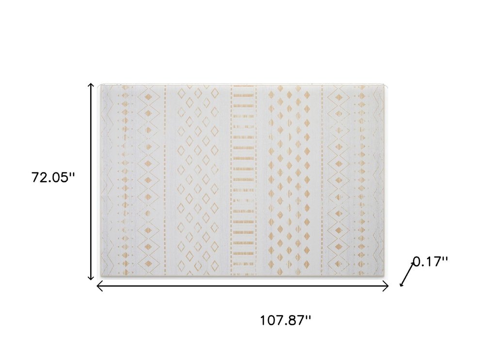 4' X 6' Gold and White Abstract Geometric Washable Area Rug