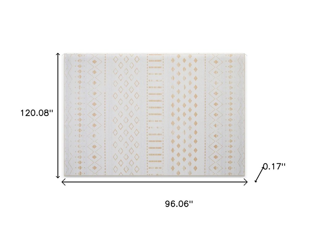 4' X 6' Gold and White Abstract Geometric Washable Area Rug