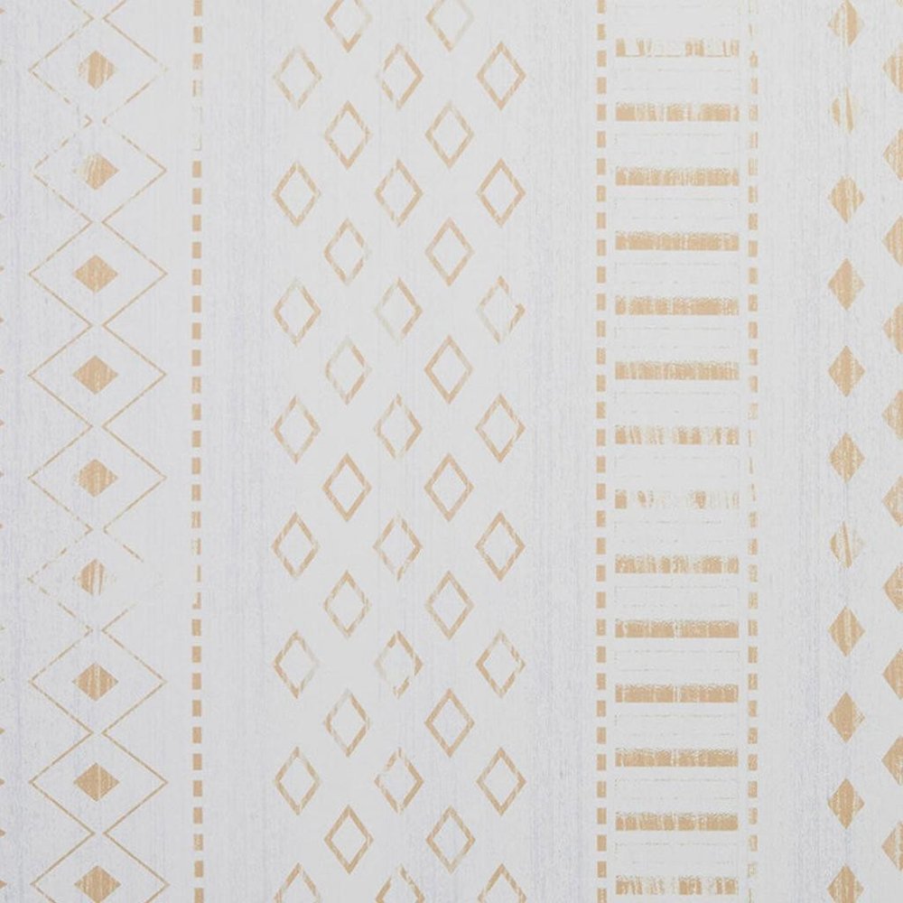 4' X 6' Gold and White Abstract Geometric Washable Area Rug