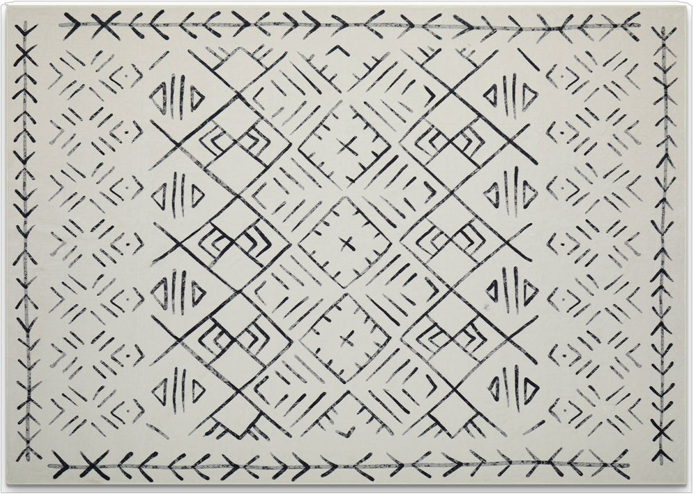 5' X 7' Beige and White Abstract Geometric Washable Area Rug