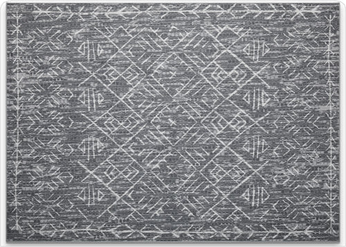 5' X 7' Gray and Off White Abstract Geometric Washable Area Rug