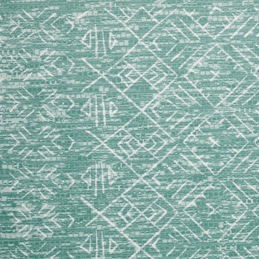 4' X 6' Green and Off White Abstract Geometric Distressed Washable Area Rug