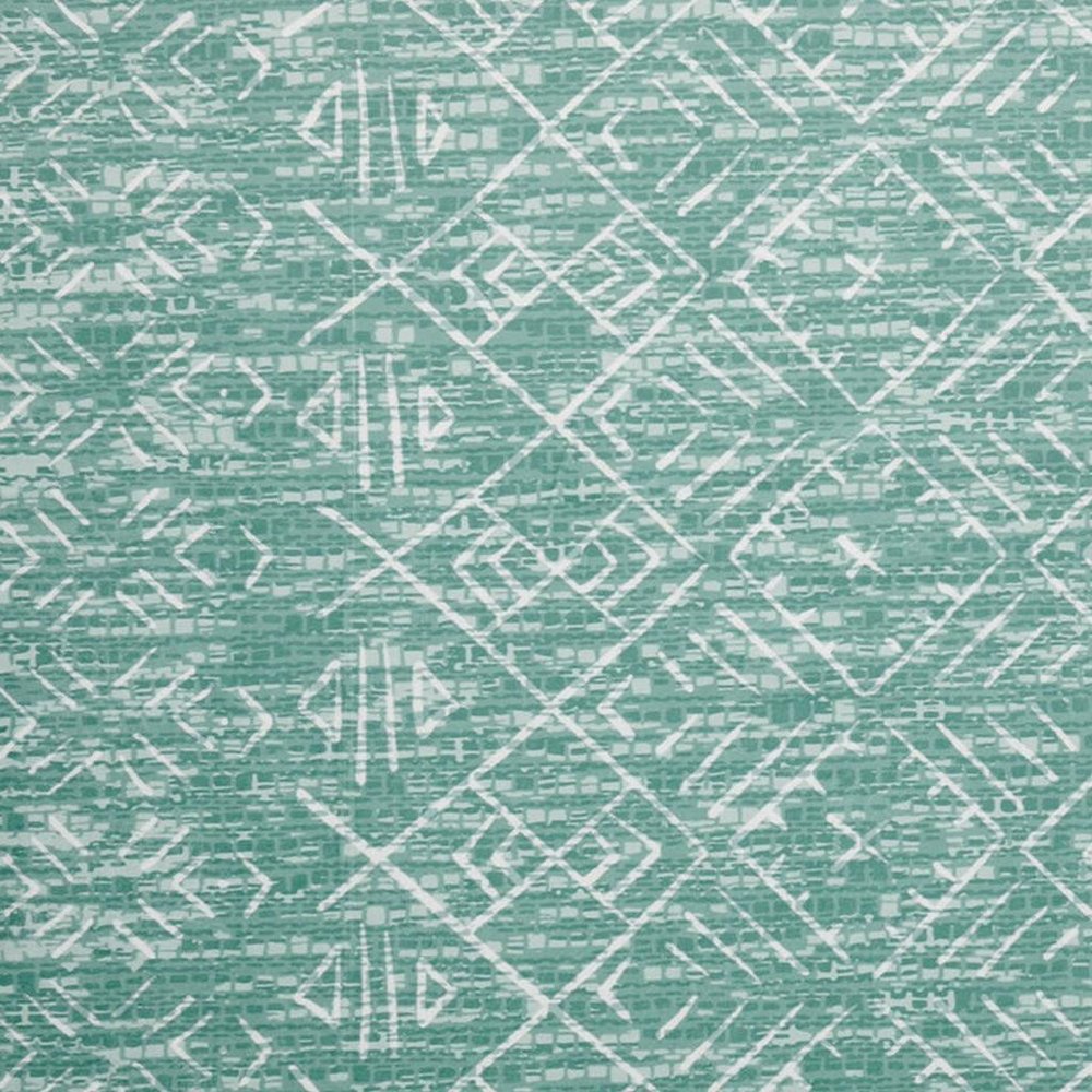 4' X 6' Green and Off White Abstract Geometric Distressed Washable Area Rug