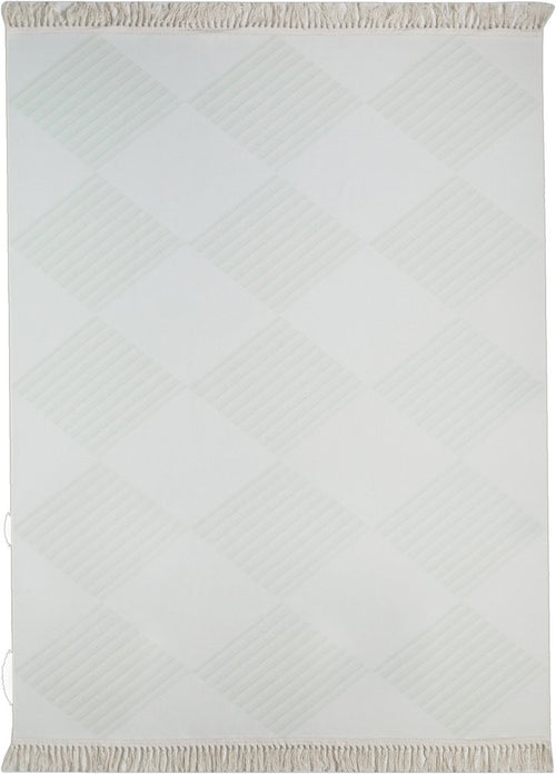 5' X 7' Green and Ivory Geometric Washable Area Rug