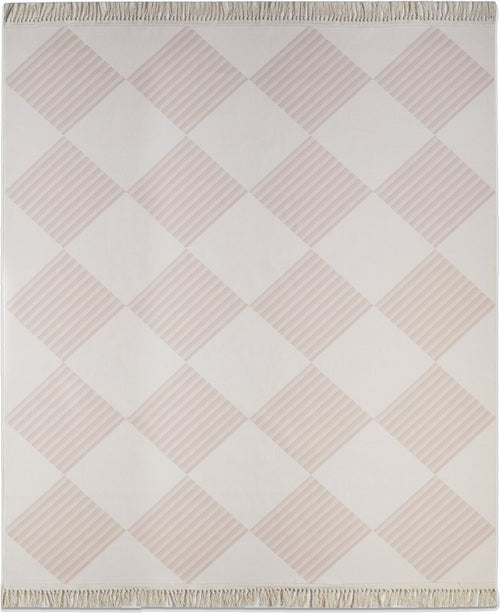 3' X 5' Blush and Ivory Geometric Washable Area Rug with Fringe