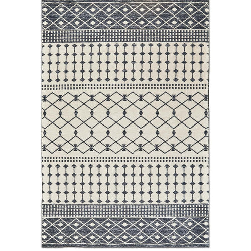 3' X 5' Dark Gray and White Geometric Distressed Washable Area Rug