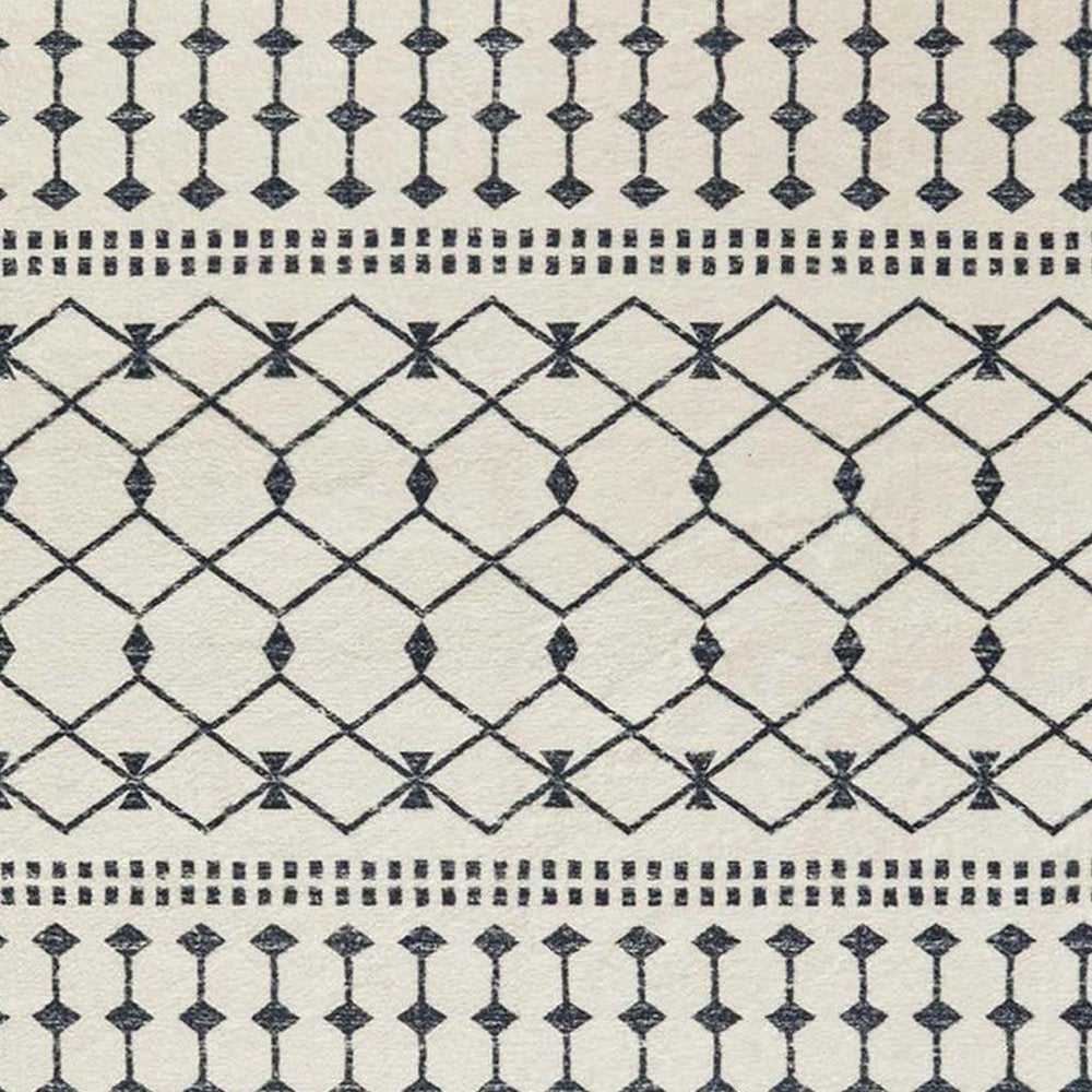 3' X 5' Dark Gray and White Geometric Distressed Washable Area Rug